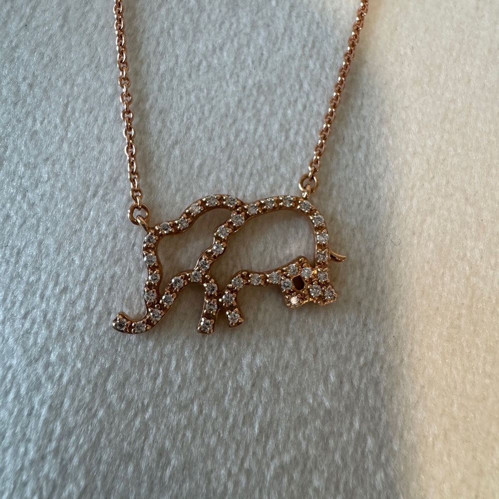 Noemi 18k Rose Gold Elephant and Diamond Pendant Necklace - Picture 3 of 7